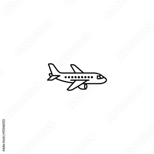 Detailed Airplane Icon – Black Outline Passenger Jet Symbol for Travel, Airline, and Aviation Projects