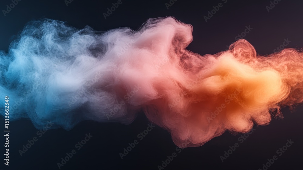 Fototapeta premium An artistic representation of vibrant smoke swirling in the air, showcasing a beautiful interplay of colors and abstract shapes that evokes emotional responses and creativity.