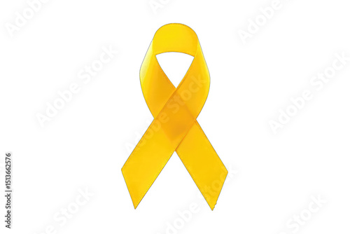 Yellow awareness ribbon isolated on black background photo