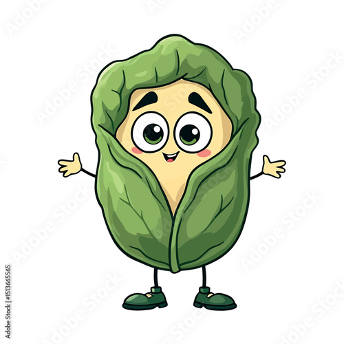 Cute Brussels Sprout Character Design for Vegetable Illustration and Sticker Creation