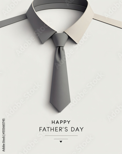 Stylish Father's Day greeting with a neatly arranged shirt and tie in soft colors, exuding warmth and elegance