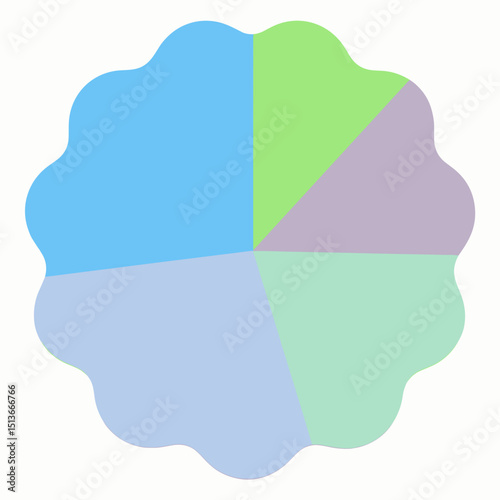 Colorful segmented circular icon in pastel shades for design concept  