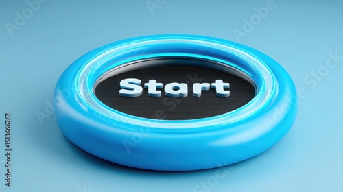 A blue button with the word start indicating the beginning of a new work segment in a project lifecycle