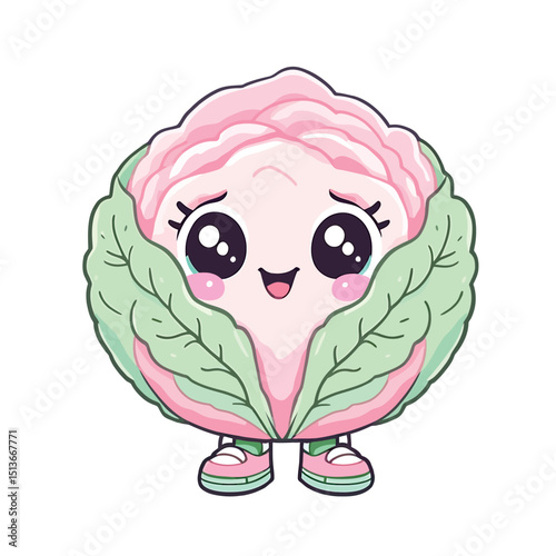 Cute Kawaii Cauliflower Cartoon Character Vegetable Art Illustration Sticker Design for Everyone