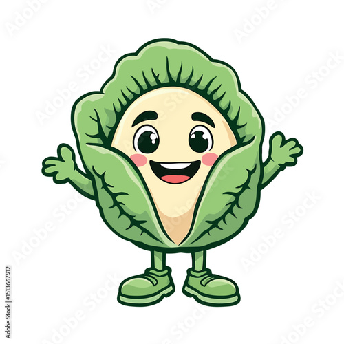 Cute Smiling Cauliflower Character Ready for a Sticker or Illustration Design