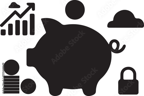 piggy bank and money
