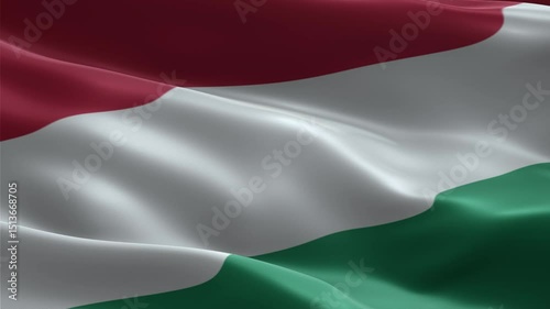 Realistic 3D Animation of Hungary National Flag Waving Smoothly in the Wind – Ideal for Hungarian Events, Cultural Projects, and European Themes

