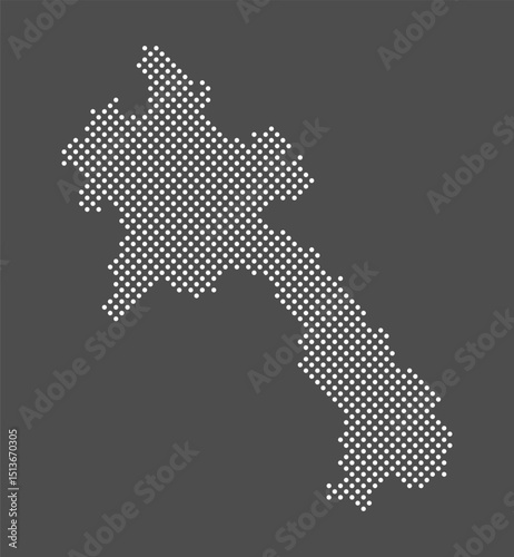 Laos map dot on gray background.  Dotted map Lao People's Democratic Republic. Vector Eps 10.