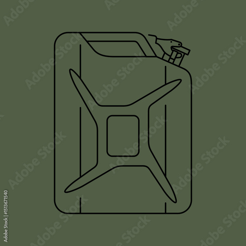 Gasoline canister icon. Symbol of gas station or automobile equipment. Fuel for the engine. Symbol of military equipment.