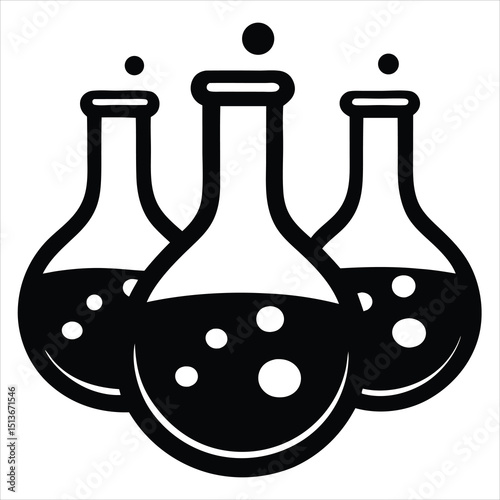 laboratory flask silhouette line art vector illustration with a white background, test tube lab silhouette vector art illustration, test tube icon vector illustration