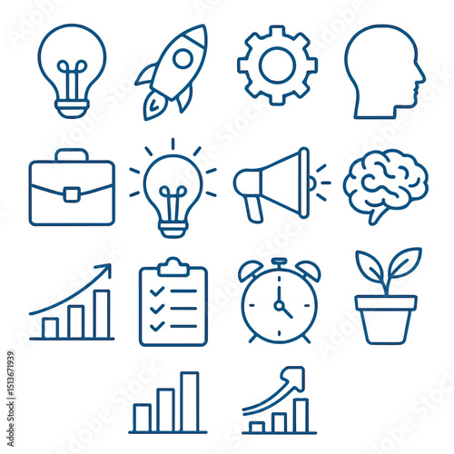 Business Growth Icons Ideas, Innovation, and Strategy