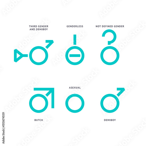 LGBTQ gender set symbols, sexual orientation icons