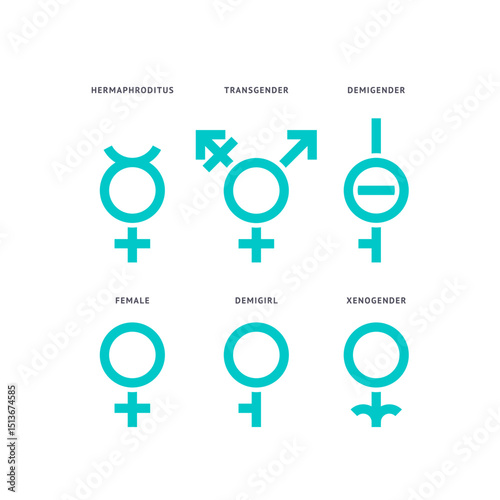 LGBTQ gender set symbols, sexual orientation icons