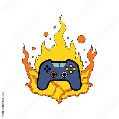 game controller erupting from volcano fire