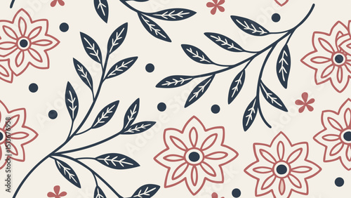 seamless floral pattern with flowers and leaves 