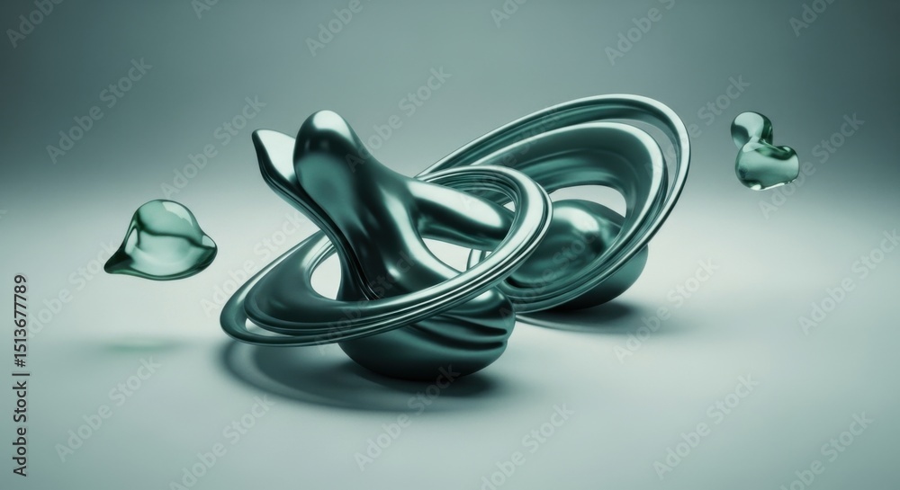 Fototapeta premium Abstract Metal Shapes Art Installation with Shiny Surface