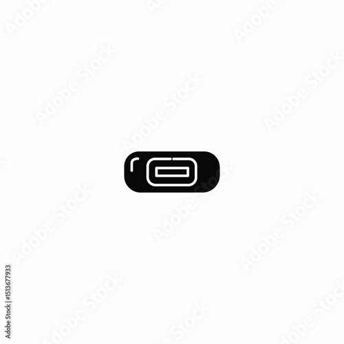 Minimalist USB-C Charger Port Icon – Modern Black Vector for Tech UI, App & Web Design