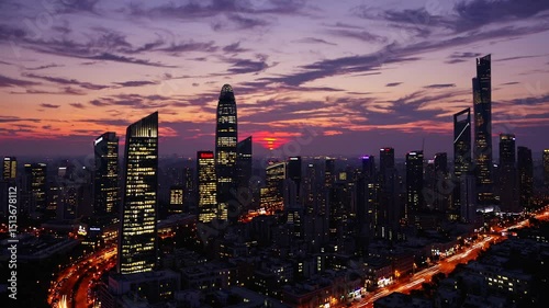 Time laps of city sky sunset