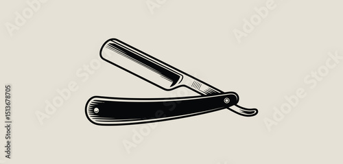 Vintage Straight Razor Illustration for Barber Shop
