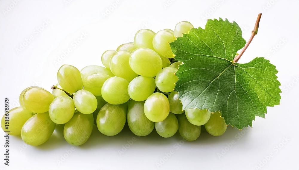 Obraz premium grapes isolated a bunch of ripe green grapes with a vine on a white background fresh fruits
