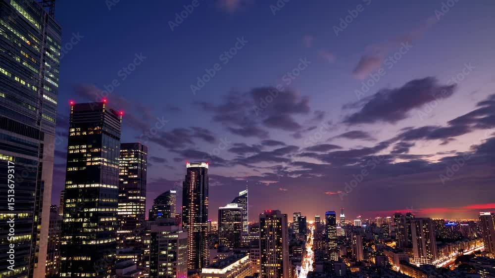 Time laps of city sky sunset