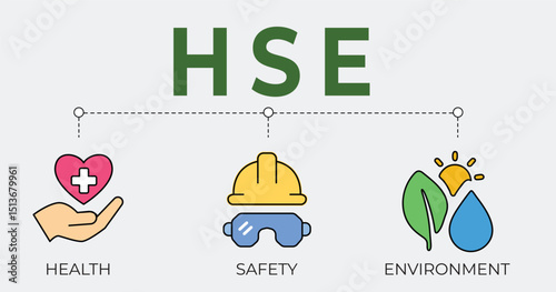 HSE concept ,Health Safety Environment acronym, vector icon design