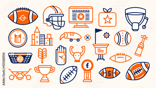 American Football Pattern – Balls, Helmets, Trophies, Jerseys, and Sports Icons