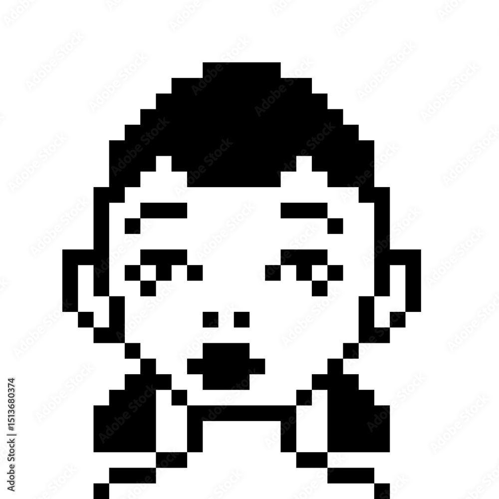 Fototapeta premium set of pixel girls faces