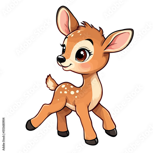 Adorable Bambi Deer Cartoon Illustration Sticker a Wonderful Design for Young Children