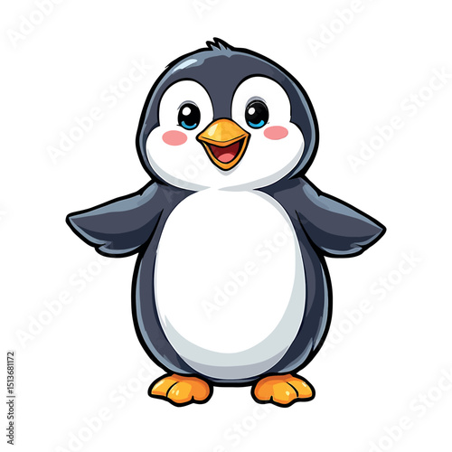 Cheerful Penguin Illustration for Sticker Design A Cute Antarctic Bird Character