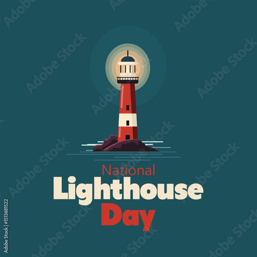 vector graphic of National Lighthouse Day, ideal for National Lighthouse Day celebration.