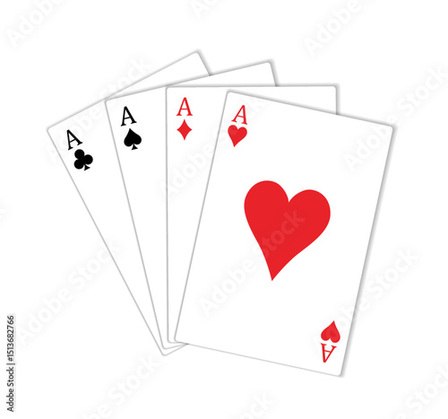 Vector set of four aces - playing cards, gambling, poker	