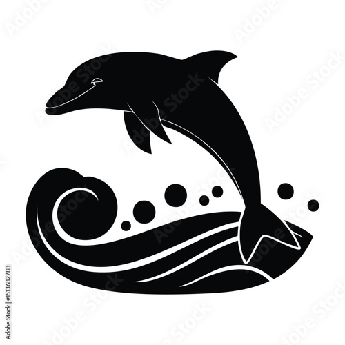 dolphin jumping out of water vector illustration.