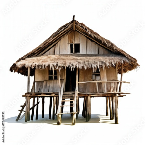 an AI Image Generator, Tropical Stilt House Over Calm Water