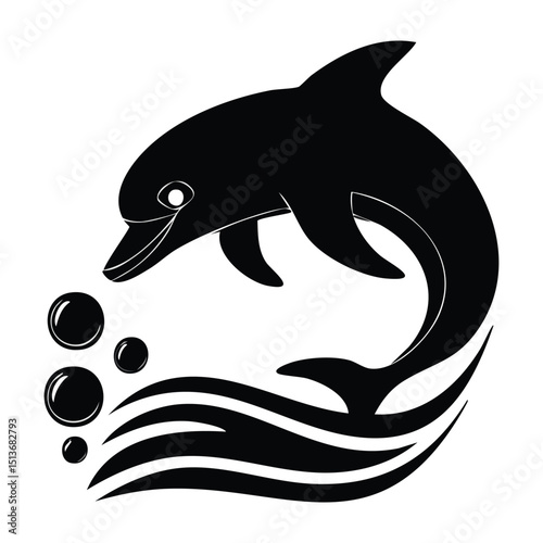 dolphin jumping out of water vector illustration.