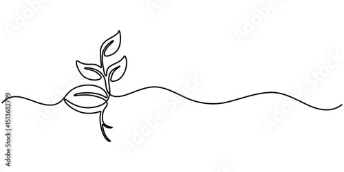 sprout continuous one line drawing, sprout continuous one line drawing. Seeds sprouting in the ground. Growth, seedling, gardening concept one line. Plant growth process Vector illustration. 