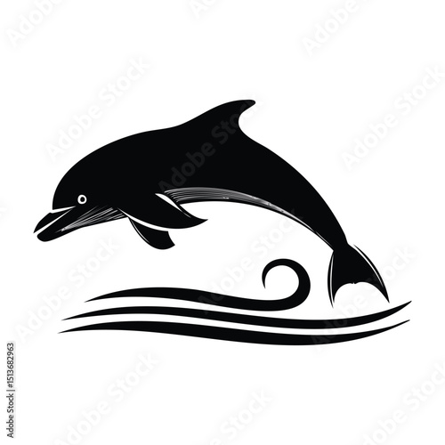 dolphin jumping out of water vector illustration.