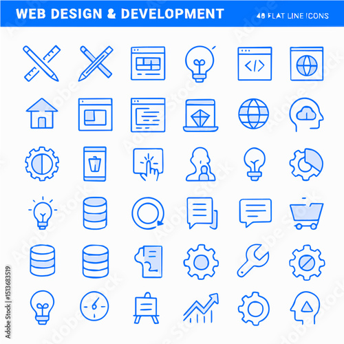 Web Design and Development Line Icons Set – Flat Style