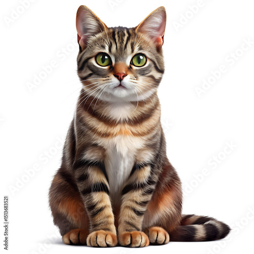 Realistic cat on white background.