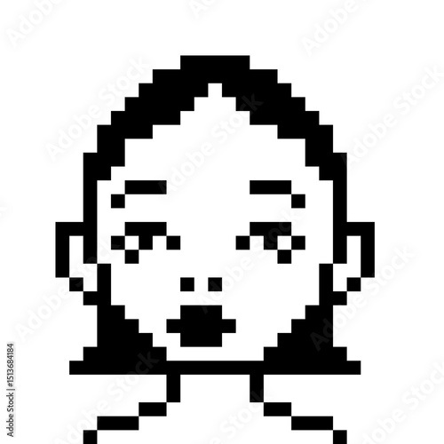 set of pixel girls faces