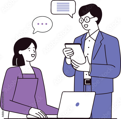 Two People Communicating and Collaborating on Tasks