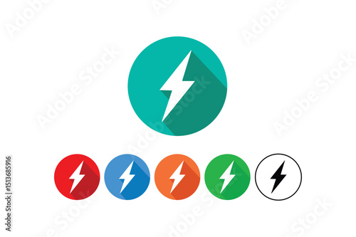 Colorful flat design lightning bolt icons set suitable for energy power concepts in various colors Free Download Colorful flat design lightning bolt icons set suitable for energy power concepts in various colors - GFXLoad
