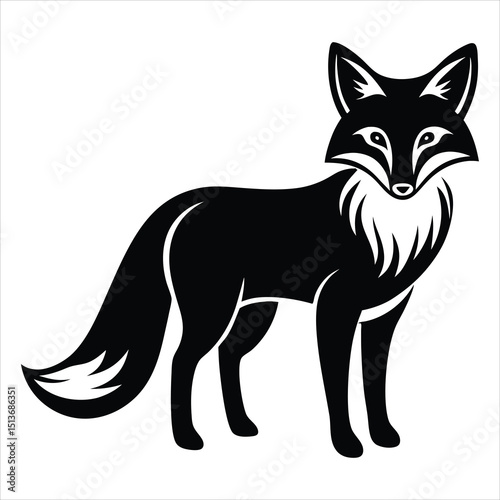 fox silhouette, on white background, isolated, vector, A Fox Silhouette Vector Illustration