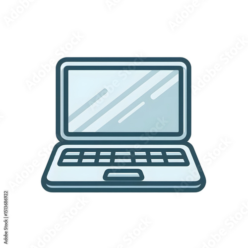 Modern Laptop Illustration Sleek Design, Clean Lines, Technology Icon