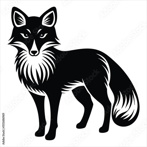 fox silhouette, on white background, isolated, vector, A Fox Silhouette Vector Illustration