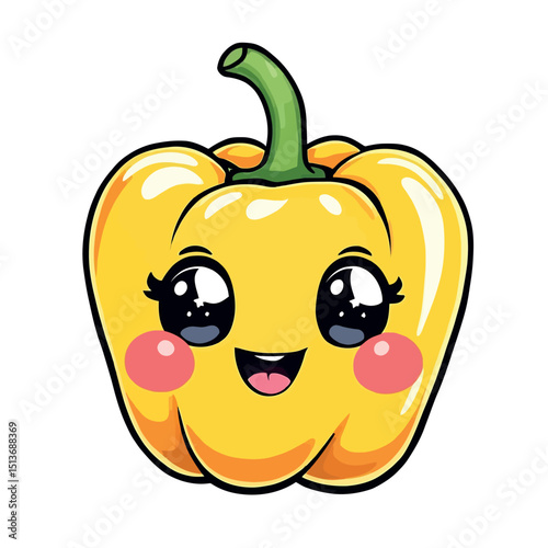 Cute Yellow Pepper Illustration Sticker for Food Lovers and Gardening Enthusiasts