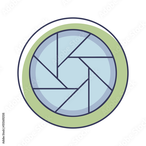 Stylized aperture lens or camera diaphragm for photography and videography projects
