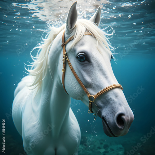 Under Water white horse portrait 