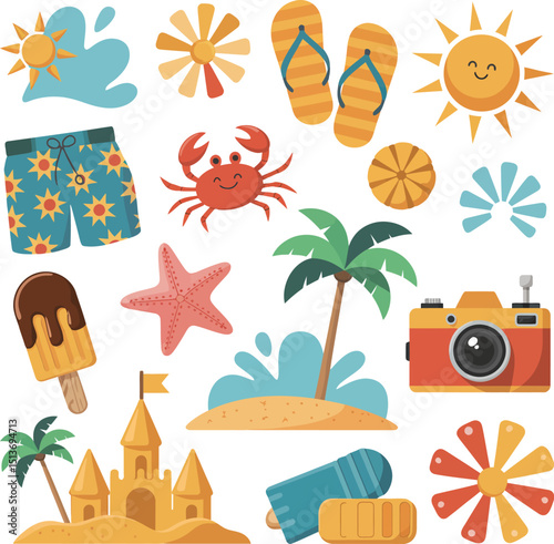 Set of summer vector illustration