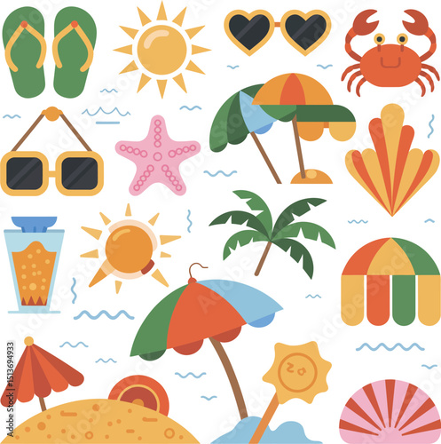 Set of summer vector illustration